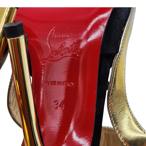 Christian Louboutin Rotonda Heeled Sandals 100 - Leather - Gold 34