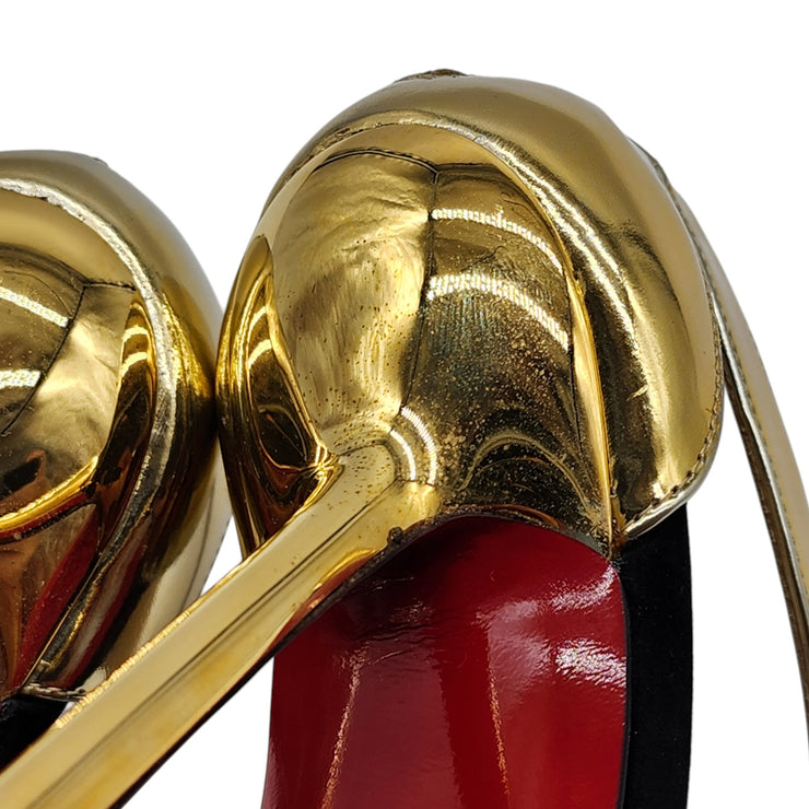 Christian Louboutin Rotonda Heeled Sandals 100 - Leather - Gold 34