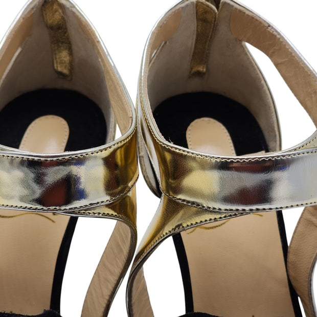 Christian Louboutin Rotonda Heeled Sandals 100 - Leather - Gold 34