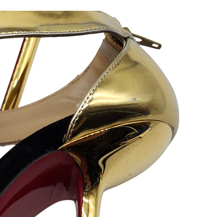 Christian Louboutin Rotonda Heeled Sandals 100 - Leather - Gold 34