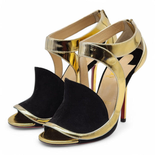 Christian Louboutin Rotonda Heeled Sandals 100 - Leather - Gold 36