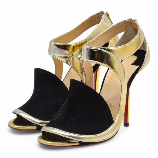 Christian Louboutin Rotonda Heeled Sandals 100 - Leather - Gold 36