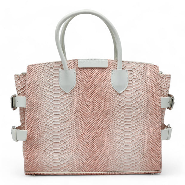 Giuseppe Zanotti Macis Tote - Python-Print Leather - Pink White