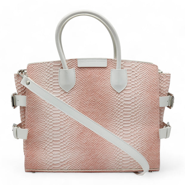 Giuseppe Zanotti Macis Tote - Python-Print Leather - Pink White