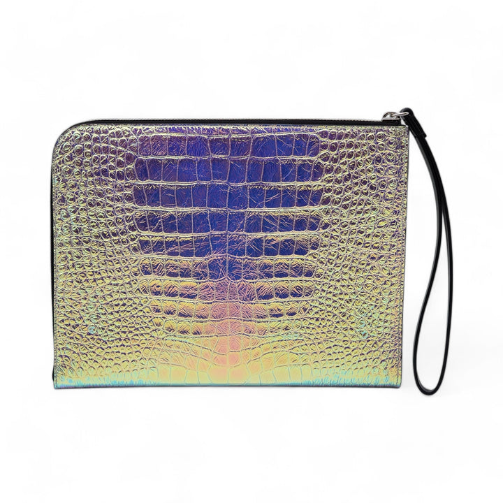 Giuseppe Zanotti Document Clutch Bag - Croc Print Leather - Iridescent