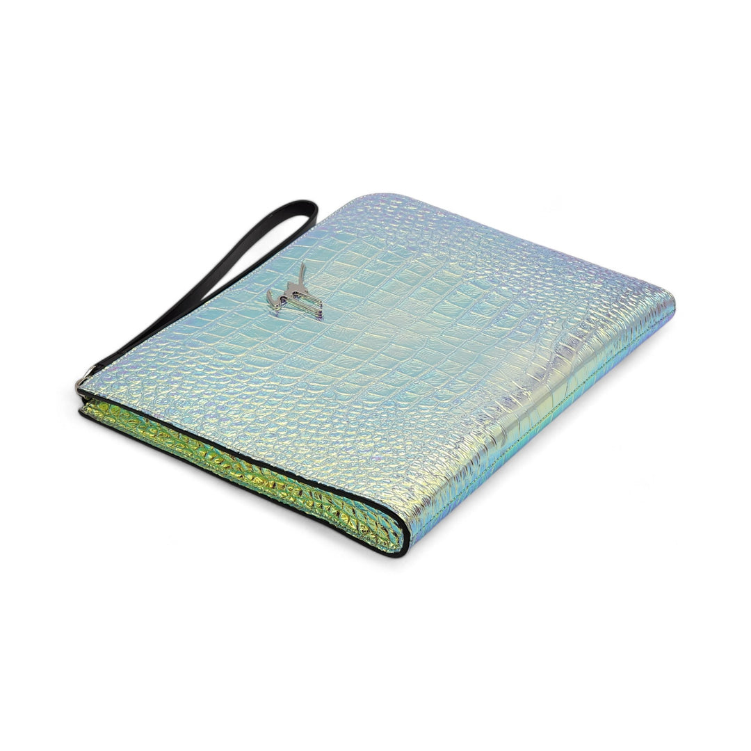 Giuseppe Zanotti Document Clutch Bag - Croc Print Leather - Iridescent