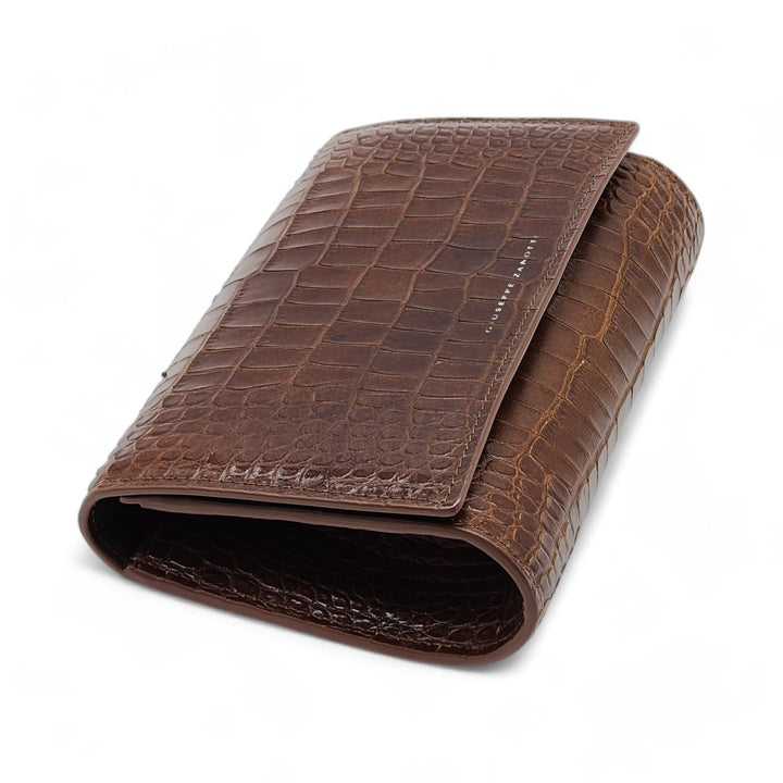 Giuseppe Zanotti Emilee Clutch Shoulder Bag - Croc Print Leather - Brown