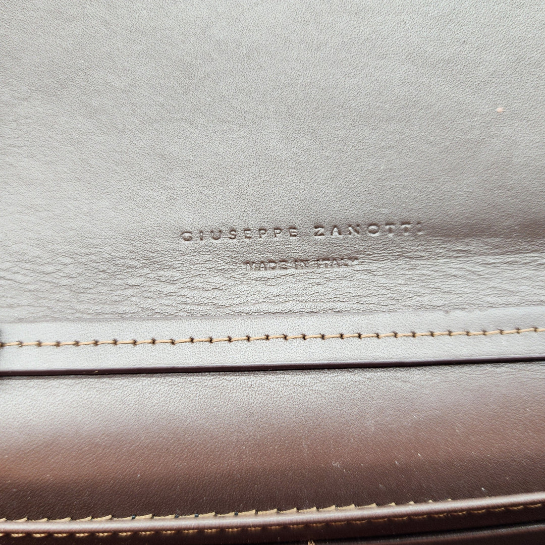 Giuseppe Zanotti Emilee Clutch Shoulder Bag - Croc Print Leather - Brown