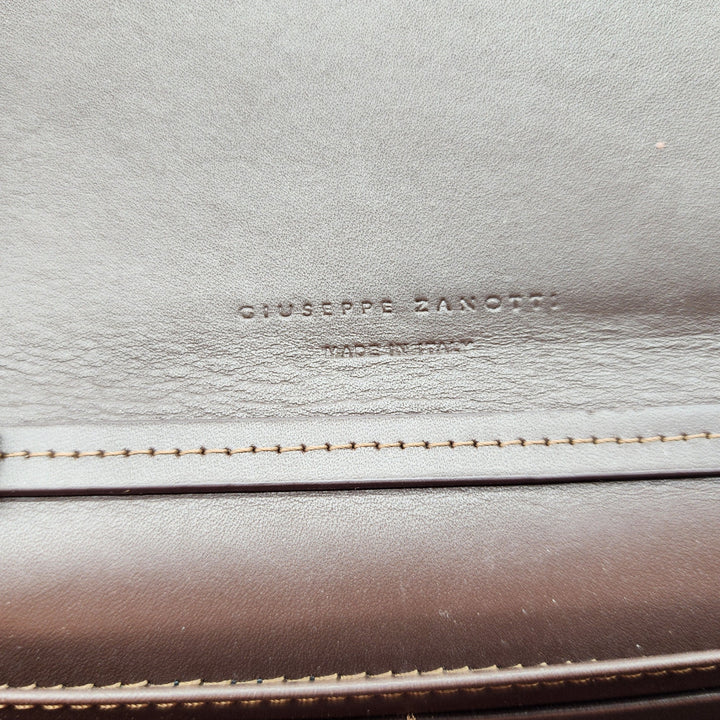 Giuseppe Zanotti Emilee Clutch Shoulder Bag - Croc Print Leather - Brown