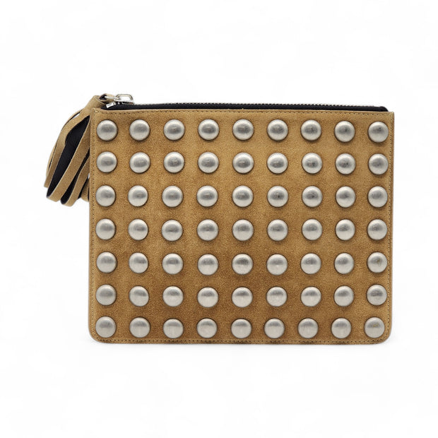 Giuseppe Zanotti Studded Clutch Bag - Suede - Brown