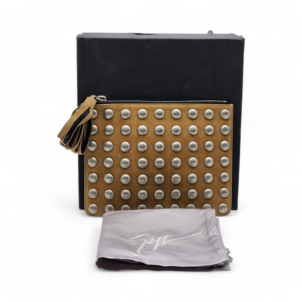 Giuseppe Zanotti Studded Clutch Bag - Suede - Brown