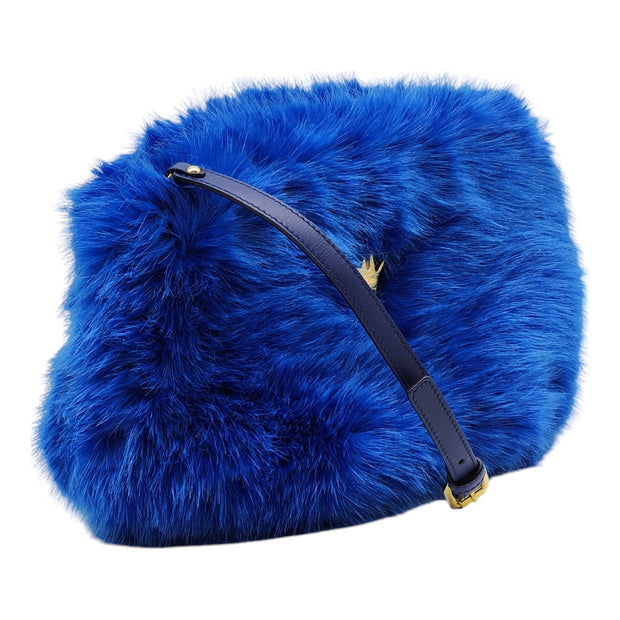 Giuseppe Zanotti Shoulder Bag Clutch with logo - Faux Fur - Blue