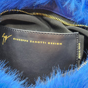 Giuseppe Zanotti Shoulder Bag Clutch with logo - Faux Fur - Blue