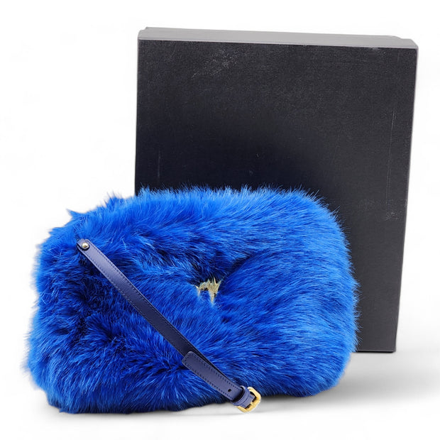 Giuseppe Zanotti Shoulder Bag Clutch with logo - Faux Fur - Blue