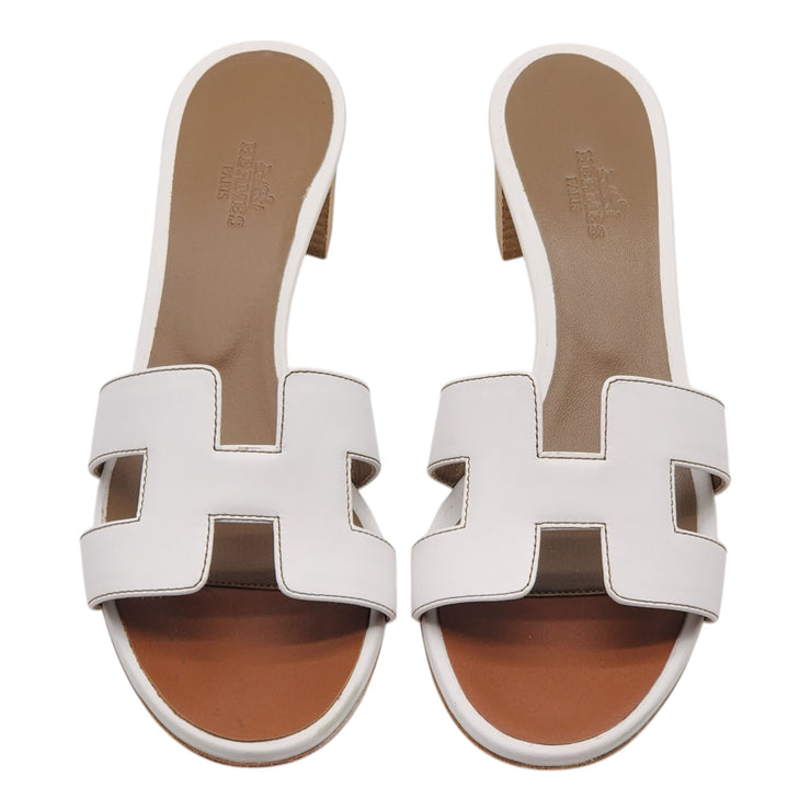 Hermes Oasis Sandals - Leather - White 37.5