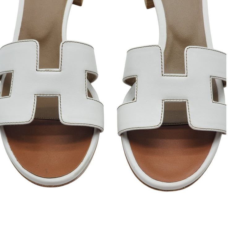 Hermes Oasis Sandals - Leather - White 37.5