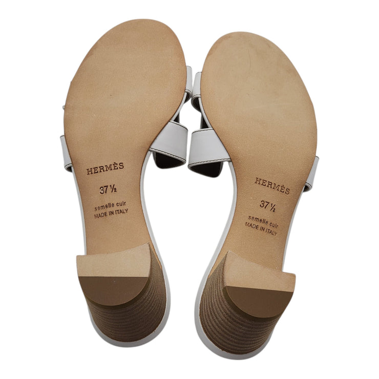 Hermes Oasis Sandals - Leather - White 37.5