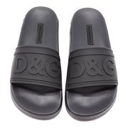 Dolce & Gabbana DG Logo Beachwear Slides - Rubber - Black 40