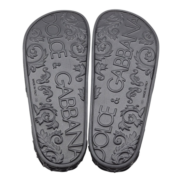 Dolce & Gabbana DG Logo Beachwear Slides - Rubber - Black 40