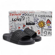 Dolce & Gabbana DG Logo Beachwear Slides - Rubber - Black 40