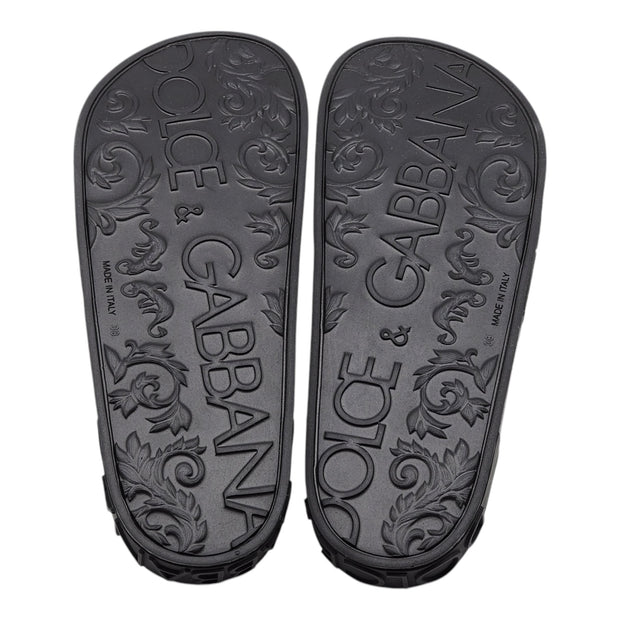 Dolce & Gabbana DG Logo Beachwear Slides - Rubber - Black 39