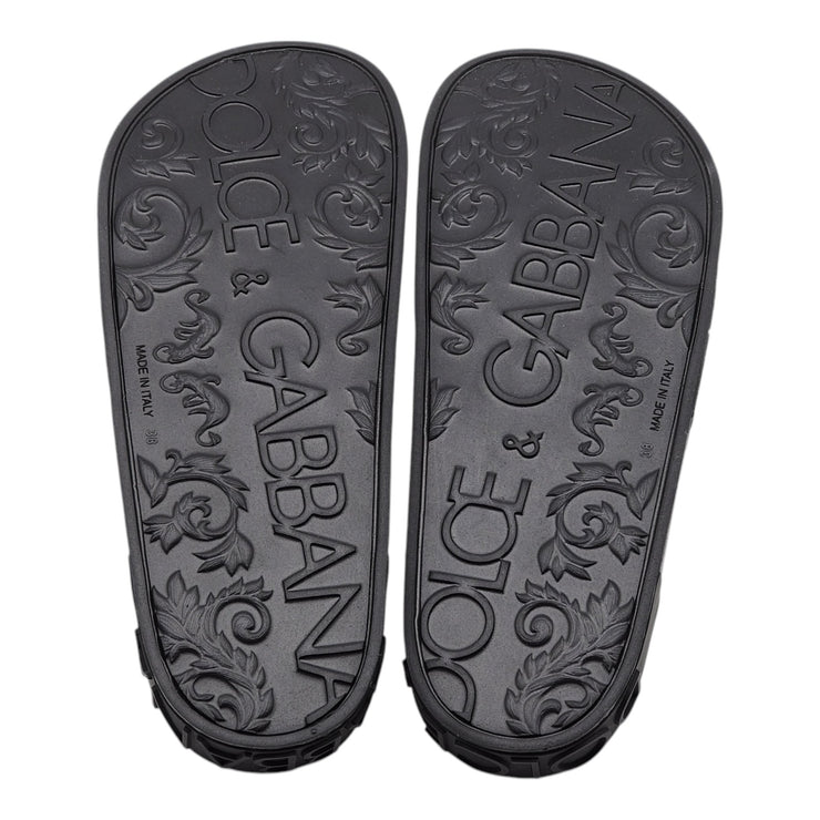 Dolce & Gabbana DG Logo Beachwear Slides - Rubber - Black 38