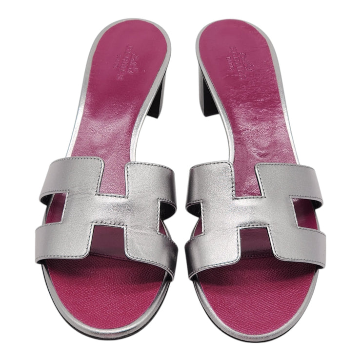 Hermes Oasis Sandals - Leather - Silver 38.5