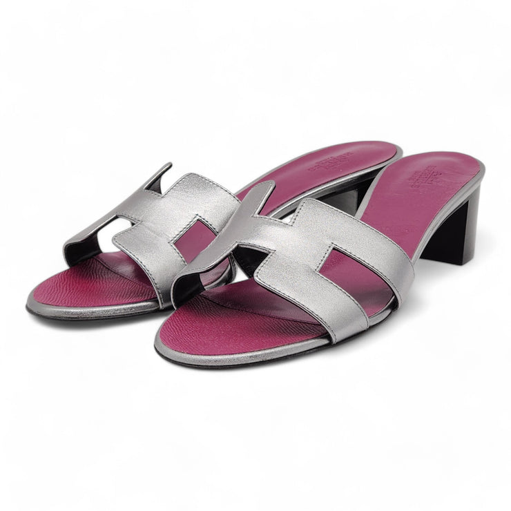 Hermes Oasis Sandals - Leather - Silver 38.5