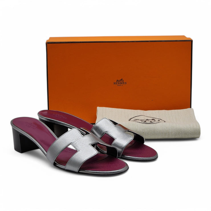 Hermes Oasis Sandals - Leather - Silver 38.5