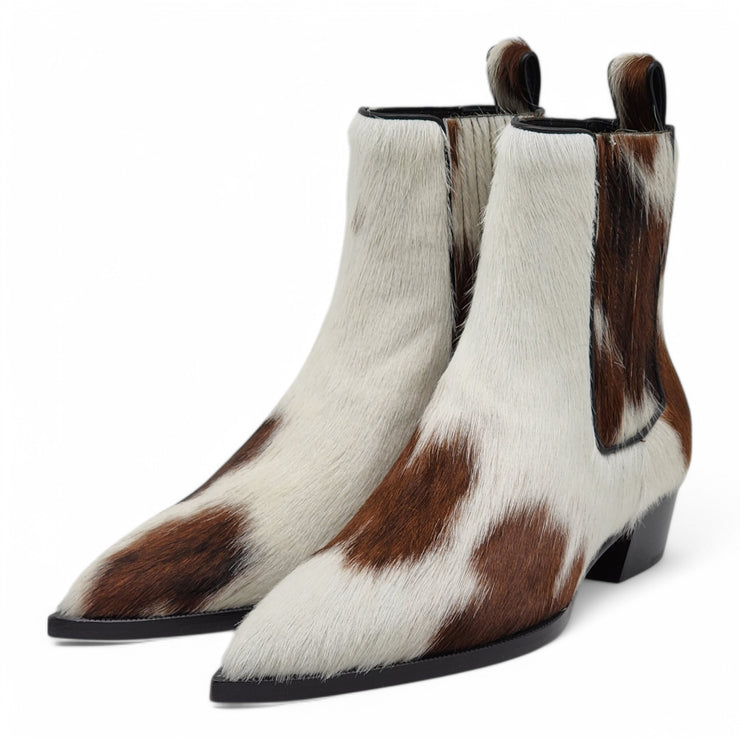 Christian Louboutin Cheliviss Low Boots - Hair-on Calf 'Meuh' - Brown and White - 36.5