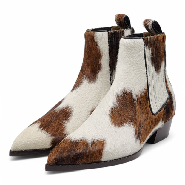 Christian Louboutin Cheliviss Low Boots - Hair-on Calf 'Meuh' - Brown and White - 40