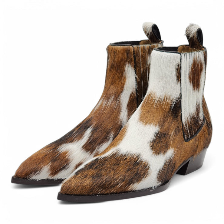 Christian Louboutin Cheliviss Low Boots - Hair-on Calf 'Meuh' - Brown and White - 39