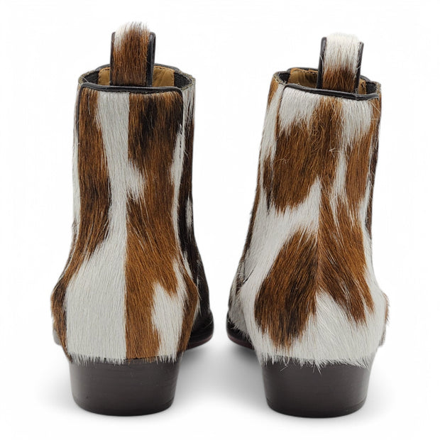 Christian Louboutin Cheliviss Low Boots - Hair-on Calf 'Meuh' - Brown and White - 39