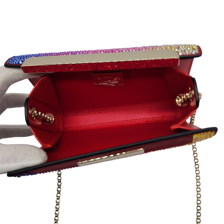 Christian Louboutin Small Vanite Clutch with Chain - Gradient Crystal Suede - Multicolor