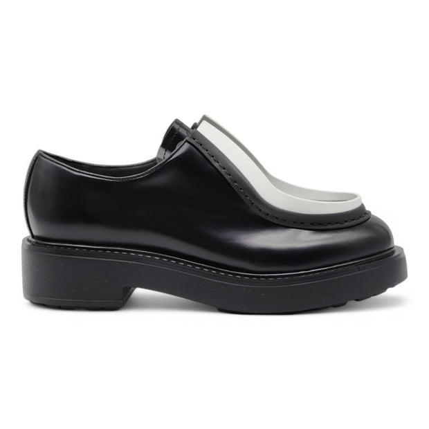 Prada Diapason Opaque Derby Shoes - Brushed Leather - Black 37