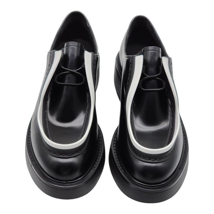 Prada Diapason Opaque Derby Shoes - Brushed Leather - Black 37