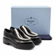 Prada Diapason Opaque Derby Shoes - Brushed Leather - Black 36.5