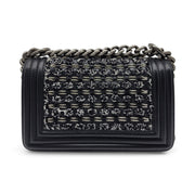 Chanel Small Boy Flap Bag - Tweed and Leather - Black