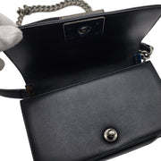 Chanel Small Boy Flap Bag - Tweed and Leather - Black