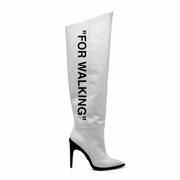 Off-White x Virgil Abloh For Walking Boots 100mm - Patent Leather - White 40