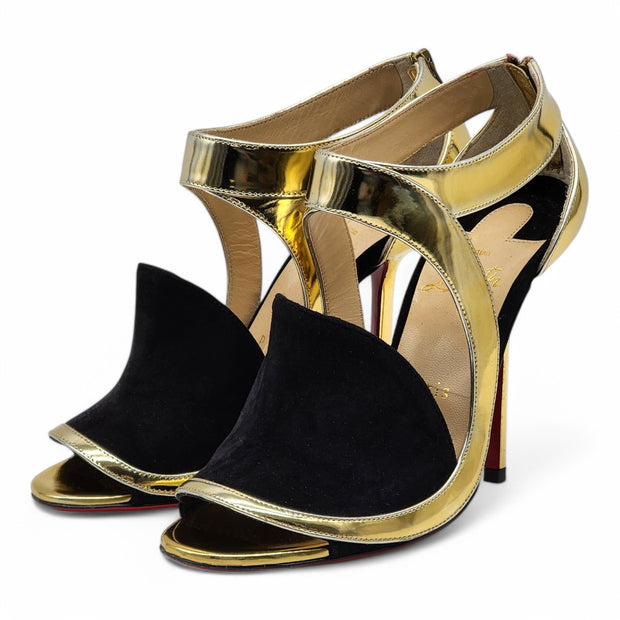 Christian Louboutin Rotonda Heeled Sandals 100 - Leather - Gold 36