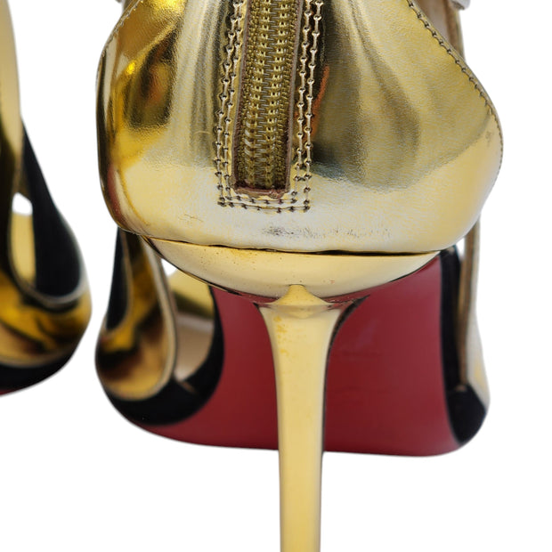 Christian Louboutin Rotonda Heeled Sandals 100 - Leather - Gold 36