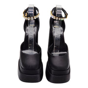 Versace Medusa Aevitas Double Platform Pumps - Satin - Black 38.5