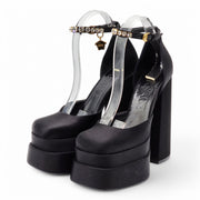 Versace Medusa Aevitas Double Platform Pumps - Satin - Black 38.5