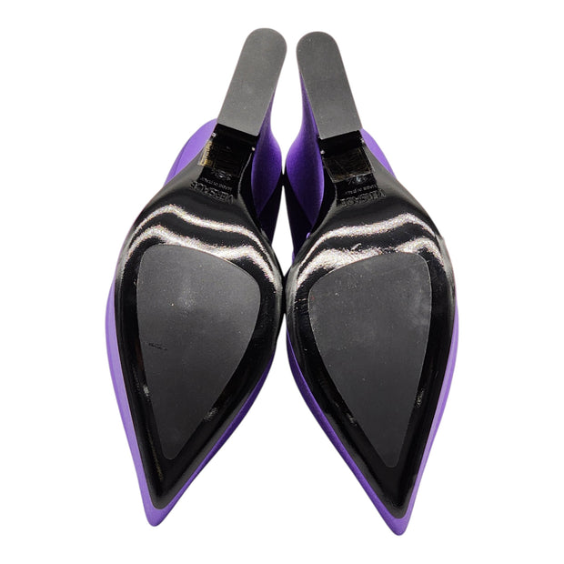 Versace Tempest Strappy Platform Pumps - Satin - Purple 38.5