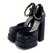 Versace Medusa Aevitas Double Platform Pumps - Velvet Insignia - Black 38