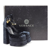 Versace Medusa Aevitas Double Platform Pumps - Velvet Insignia - Black 38