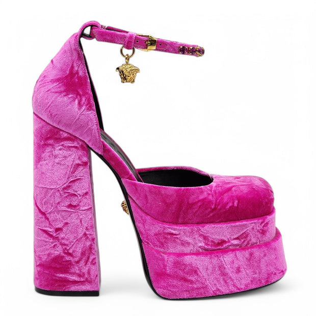 Versace Medusa Aevitas Double Platform Pumps - Velvet Insignia - Pink 37