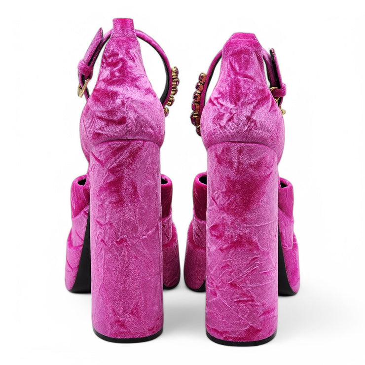 Versace Medusa Aevitas Double Platform Pumps - Velvet Insignia - Pink 37