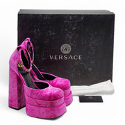 Versace Medusa Aevitas Double Platform Pumps - Velvet Insignia - Pink 37